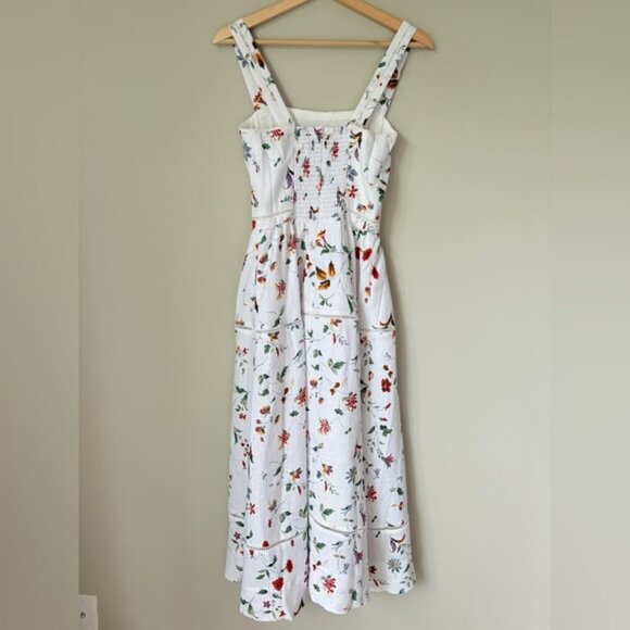 NEW Reformation Everett Linen Midi Dress Corsini White Multi Floral | US 6 UK 10 - Picture 8 of 16